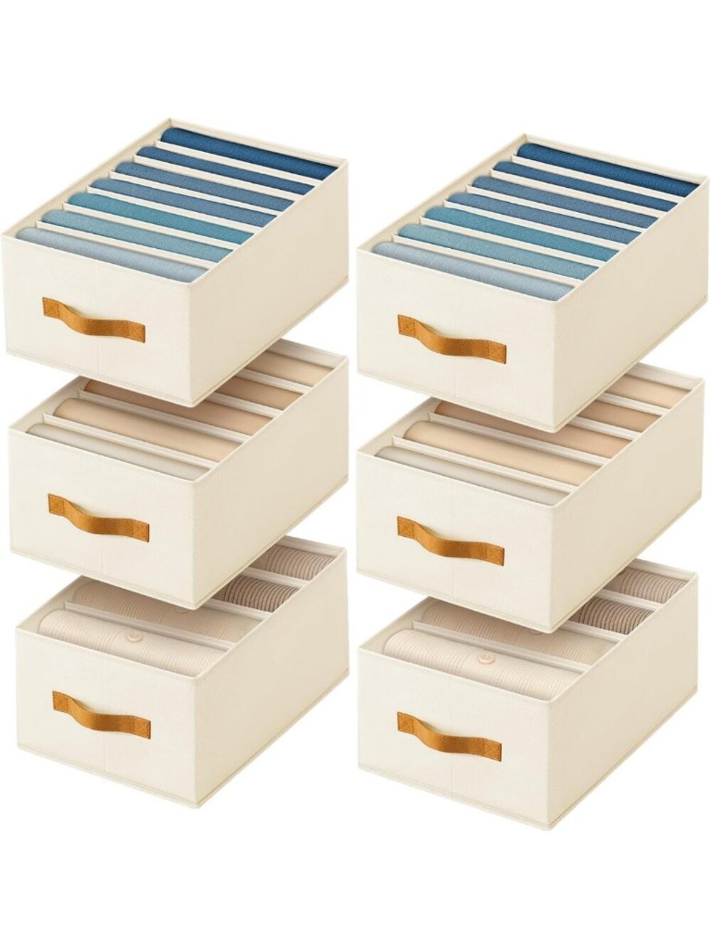 Foldable Fabric Closet Organizers - 6 Pack Jeans & Sweater Storage Dividers